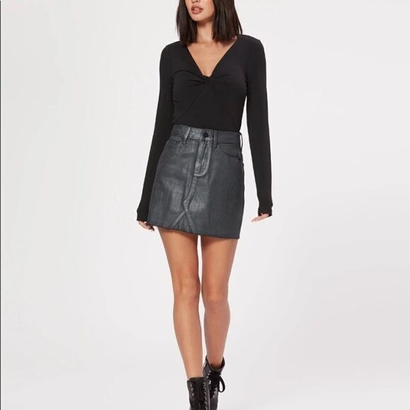 Paige Aideen Metallic Denim Cotton Skirt NEW 27 - Picture 1 of 10